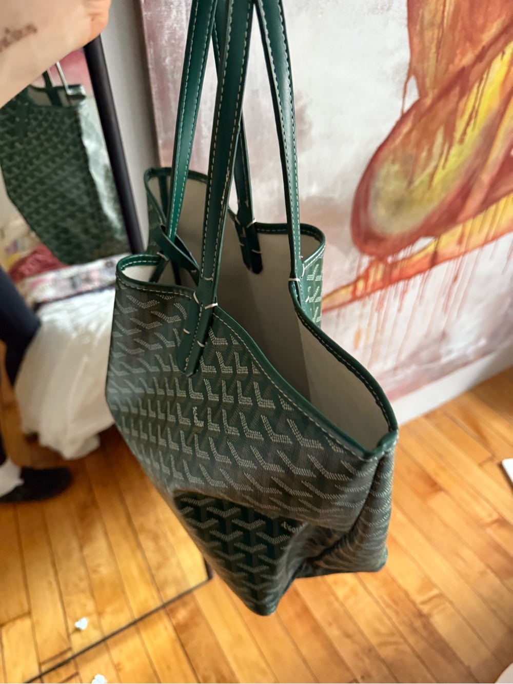 Goyard Green Coated Canvas Tote Bag - Picture 3 of 3